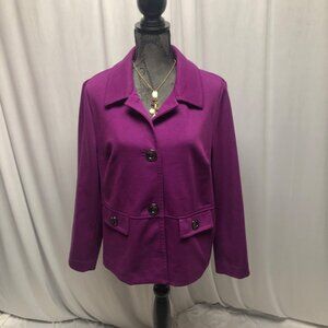 JM Collection Purple Jacket Womens Size XL Button Up Blazer Jacket Office